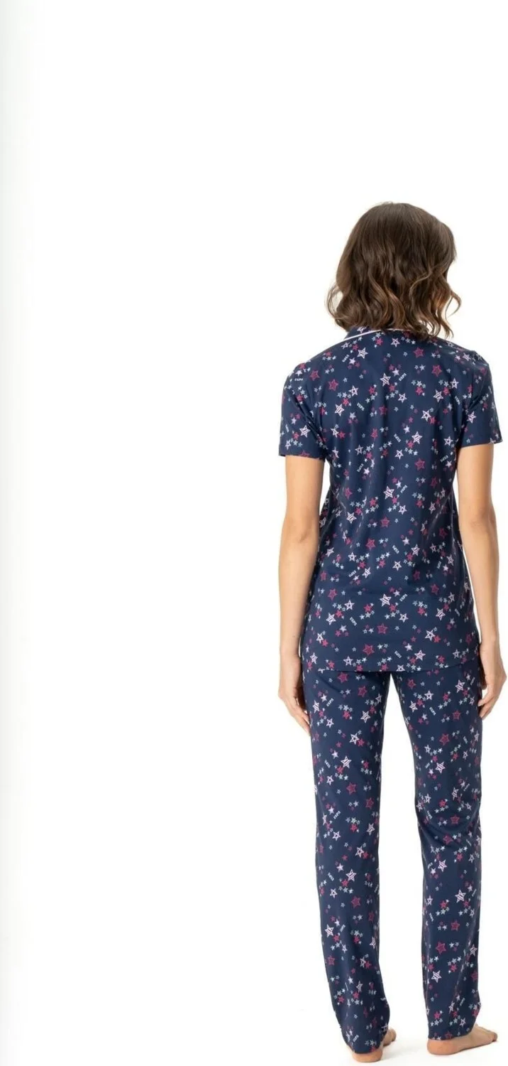 يو اس بولو اسن Women's Navy Blue Placket Pocket Pajama Set 024Y.1Z.E.T7.A.G0.R1.4P