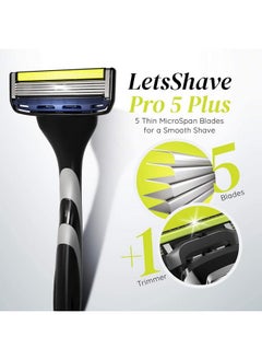 LetsShave Pro 5 Plus Manual Shaving Razor Blades Refills (Cartridge), Pack Of 4, World'S First Curved Blade With Vitamin E & Argan Oil Lubricating Strip, Blades For Men  - Image 2