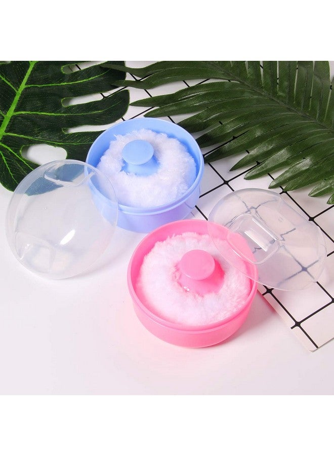 Arroyner 2Pcs Baby Body Cosmetic Powder Puff Body Powder Puff and Container Case (Pink and Blue) (2pcs) - Image 2