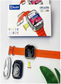 Smart 2030 C90 Ultra Smart Watch 4G Network Android Smart Watch 2 Pairs Strap with Support Mobile SIM Card with Google Play Support for All Apps as a Mobile Phone in Your Hand (Black)