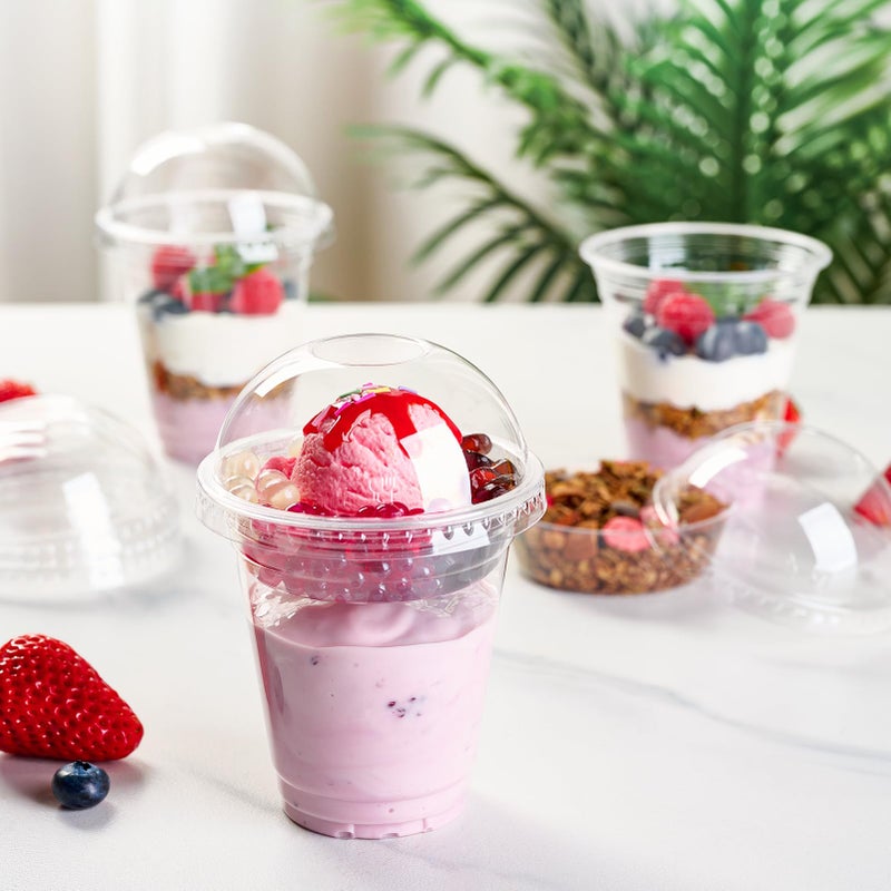 Lilymicky 50 Sets 12 oz Clear Plastic Parfait Cups with Insert & Dome lids, Disposable Yogurt Fruit Cups for Kids, for Dips and Veggies, Dessert and Party Snacks - Image 2