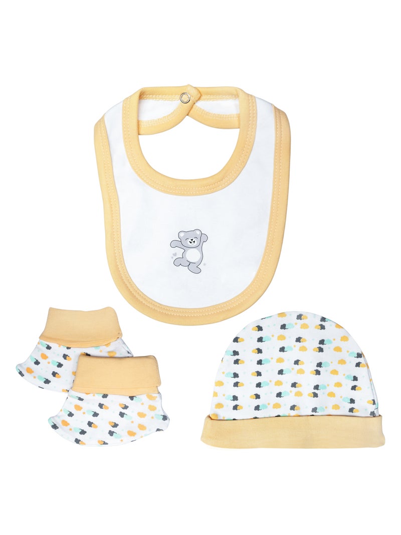 Babies Basic 5 piece Unisex 100% Cotton Sets include Bib, Romper, Mittens, Cap and Sleepsuit/Jumpsuit - Image 4
