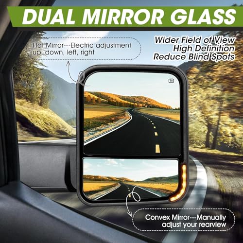 SIZIOM Towing Mirrors for Dodge Ram 1500 (2009-2018), 2500/3500 (2010-2018), and Ram Classic (2019-2024) Side Mirrors with Power Heated Turn Signal Light Puddle Lamp Pair Set - Image 3