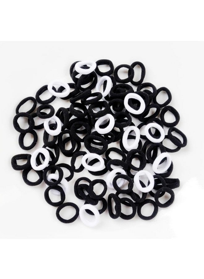 WAAOME® (Black 100 + 100 White) Mini Rubber Bands for kids 200 pcs Hair Band Soft Multi colour Cotton Stratchable Elastic Hair Band For Baby Kids Girls (B872) - Image 1