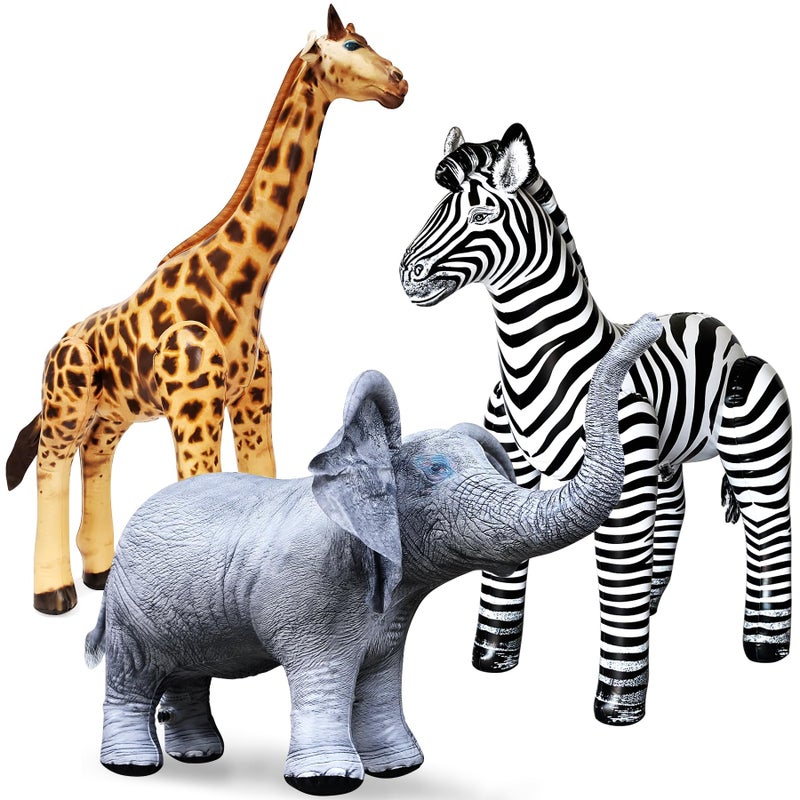 Jet Creations Safari 3 Pack Giraffe Zebra Elephant Great for Pool, Party Decoration, an-GZE, Multi - Image 1
