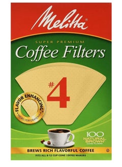 Melitta Melitta #4 Cone Coffee Filters, Unbleached Natural Brown, 100 Total Filters Count - Packaging May Vary  - Image 1
