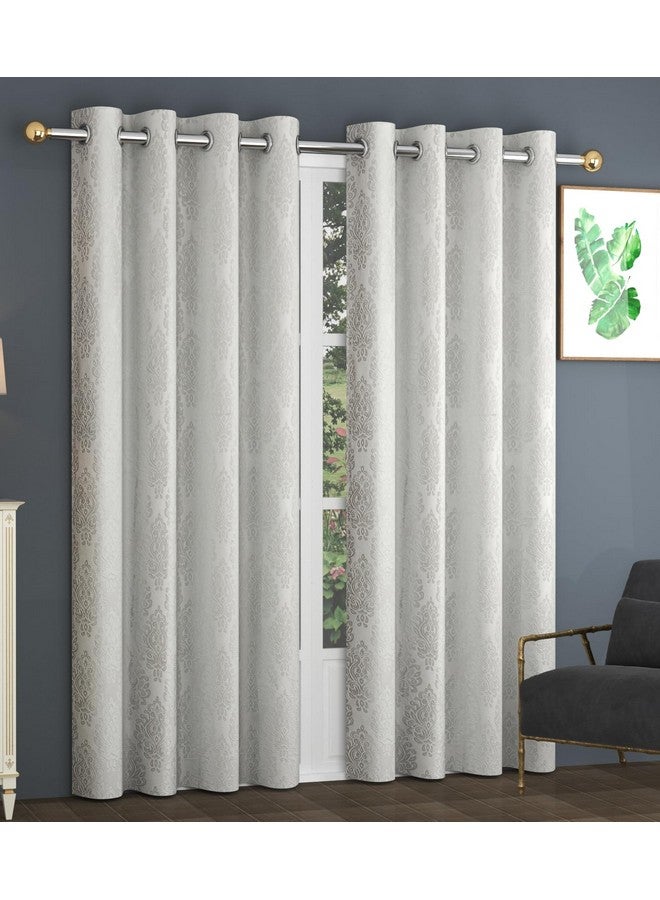 FRESH FROM LOOM Supreme Embossed Velvet Padre| Paisley Opaque Curtains For Home 6 Feet | Semi Black Out 80% Room Darkening Screens (White | 2Pc Double Weaved Parda | Eyelet Ring | Window Curtain) - Image 1