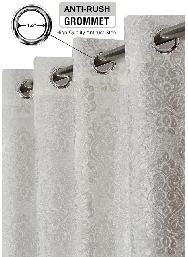 FRESH FROM LOOM Supreme Embossed Velvet Padre| Paisley Opaque Curtains For Home 6 Feet | Semi Black Out 80% Room Darkening Screens (White | 2Pc Double Weaved Parda | Eyelet Ring | Window Curtain) - Image 2