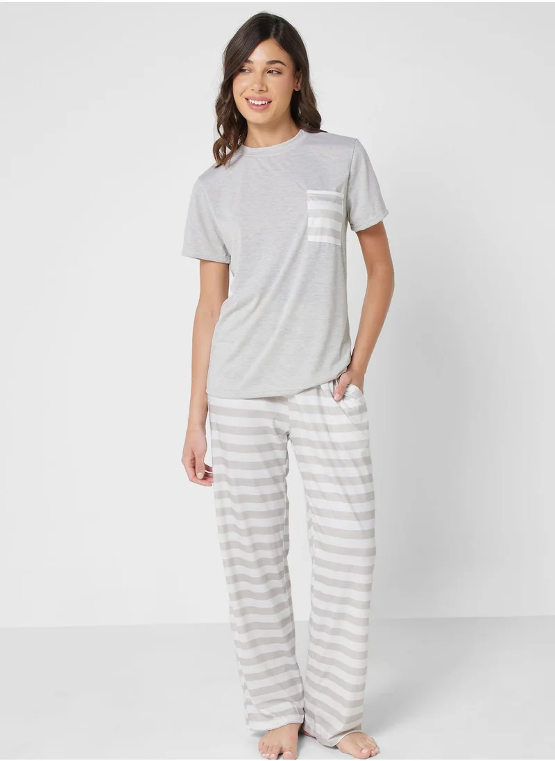 Ginger Stripped T-Shirt Pyjama Set