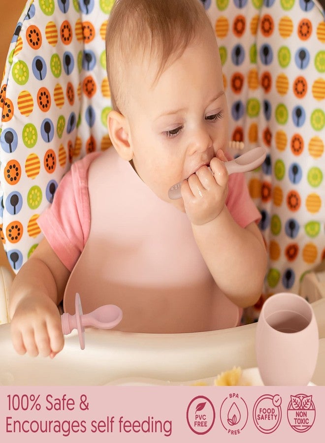 Sperric Baby Silicone Feeding Set - Baby Led Weaning Utensils, Silicone Bibs, Infant Feeding Cups For Boys, Girls, & Toddlers Smooth Waterproof Material For Practical Eating, Set of 8 - Image 2
