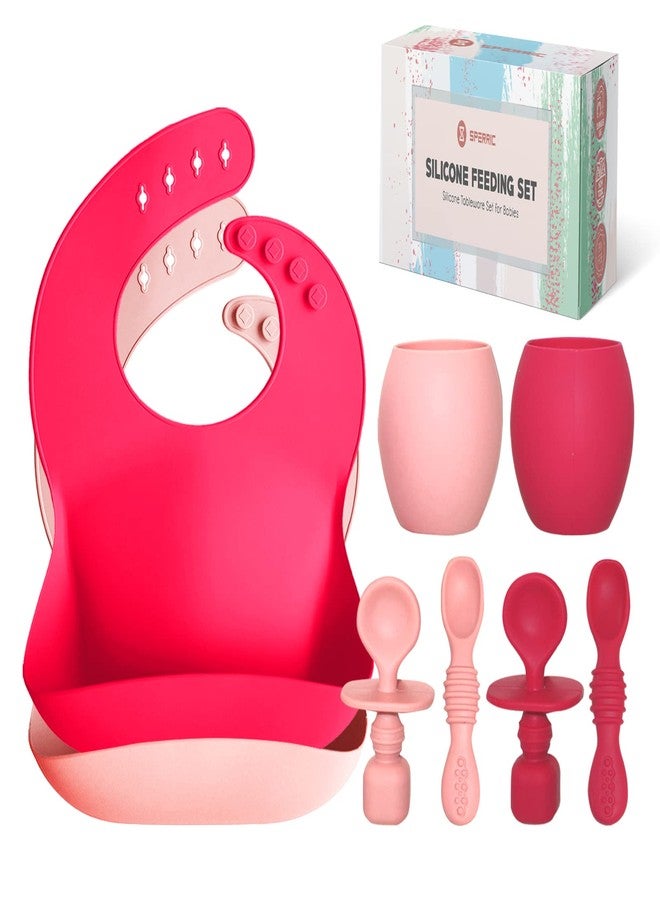 Sperric Baby Silicone Feeding Set - Baby Led Weaning Utensils, Silicone Bibs, Infant Feeding Cups For Boys, Girls, & Toddlers Smooth Waterproof Material For Practical Eating, Set of 8 - Image 1