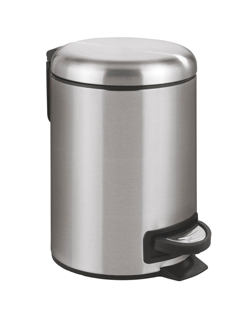 WENKO Leman Stainless Steel Matt Pedal Bin Silver 3 Litre
