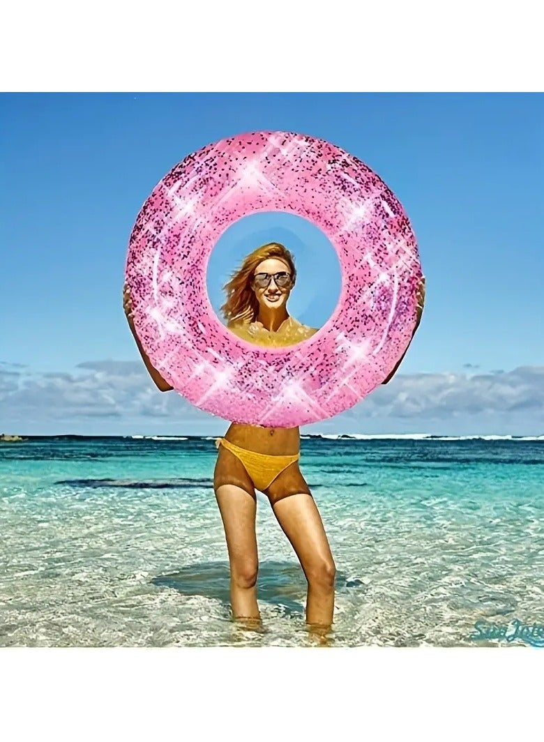 Goolsky 1pc Shiny Pink Swim Ring For The Pool, Beach, Or Lake This Inflatable Swim Tube Is Filled With Glitter, Perfect For Adults To Float Around In The Pool(90#) - Image 5