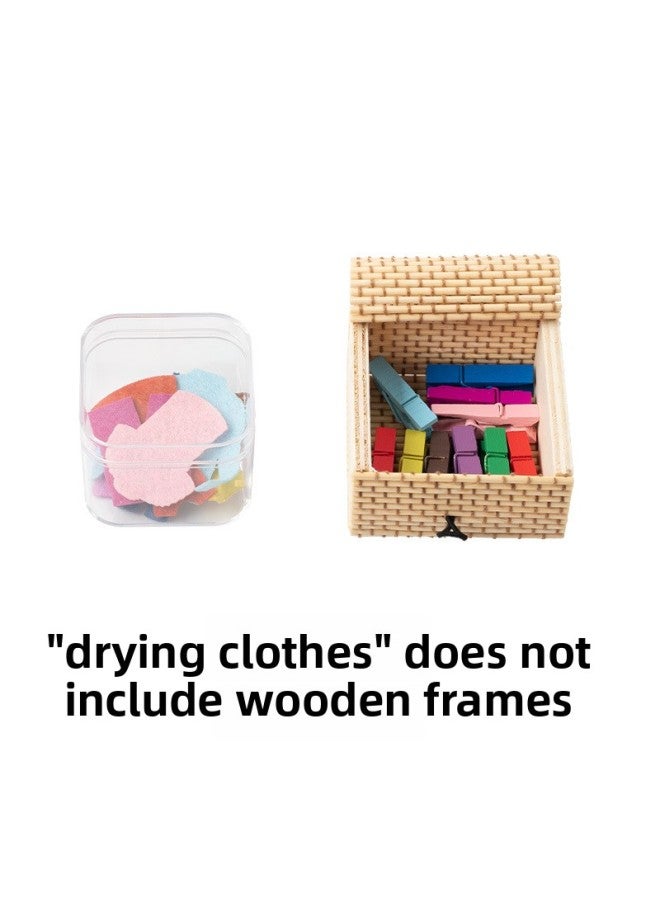 Kindergarten Early Education Nursery Class Montessori Early Education Teaching Aids Montessori Sensory Living Area IC Daily Drying Clothes-Color:Drying Clothes (excluding Wooden Frame)  - Image 1