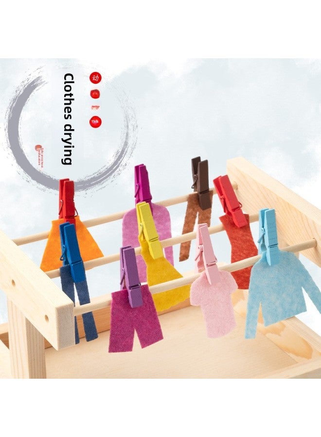Kindergarten Early Education Nursery Class Montessori Early Education Teaching Aids Montessori Sensory Living Area IC Daily Drying Clothes-Color:Drying Clothes (excluding Wooden Frame)  - Image 2