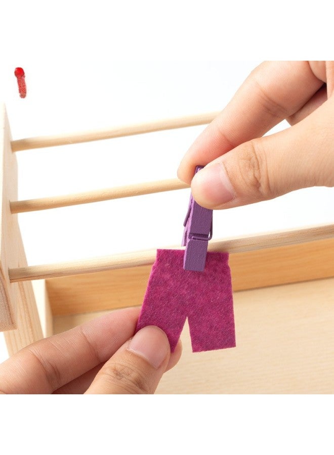 Kindergarten Early Education Nursery Class Montessori Early Education Teaching Aids Montessori Sensory Living Area IC Daily Drying Clothes-Color:Drying Clothes (excluding Wooden Frame)  - Image 3