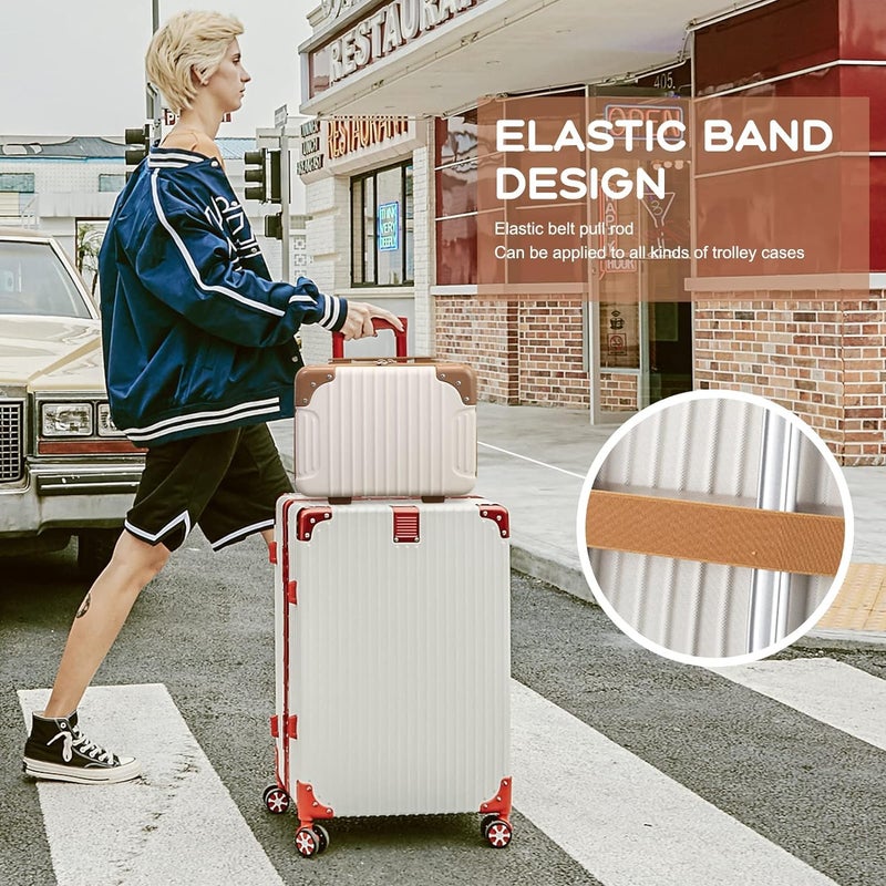 proxin proxin Mini Suitcase Makeup Case Trunk Case Carrying Bag Cosmetics Box Handbag Cosmetics Holder Suitcase Waterproof Large Capacity Lightweight 12 InchesFor Travel Business Trips Beige - Image 5