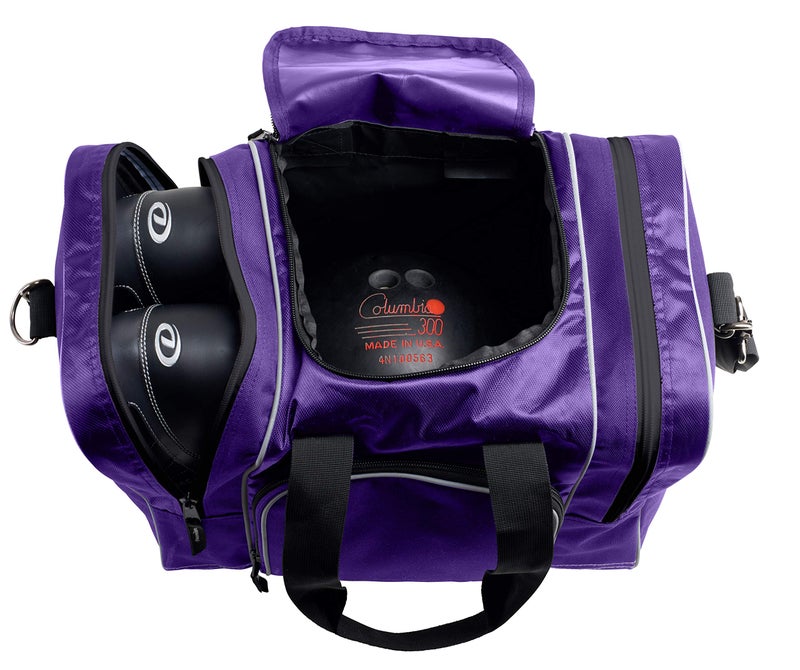 Athletico Bowling Bag for Single Ball - Single Ball Tote Bag With Padded Ball Holder - Fits a Single Pair of Bowling Shoes Up to Mens Size 14 (Purple) - Image 2