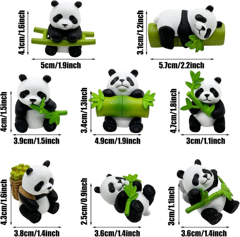 Cayway 8 PCS Mini Panda Set, Panda Bamboo Toys Miniature Panda Decor Fairy Garden Animals for Plant Pots Bonsai Craft, Micro Landscaping Decoration - Image 2