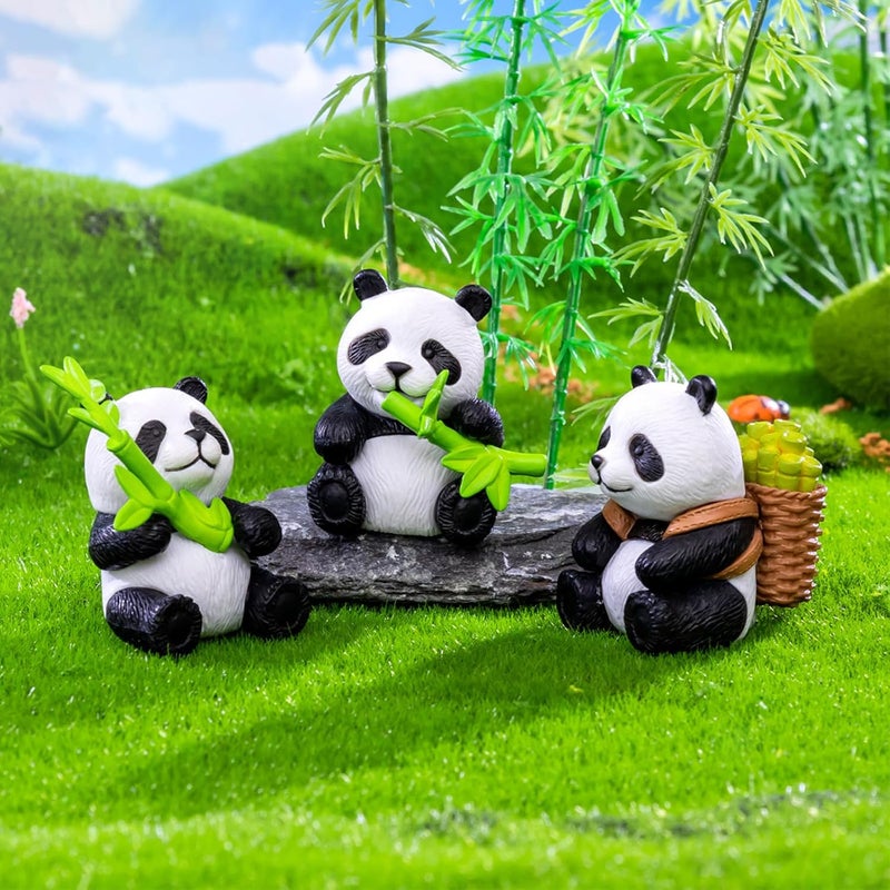 Cayway 8 PCS Mini Panda Set, Panda Bamboo Toys Miniature Panda Decor Fairy Garden Animals for Plant Pots Bonsai Craft, Micro Landscaping Decoration - Image 3