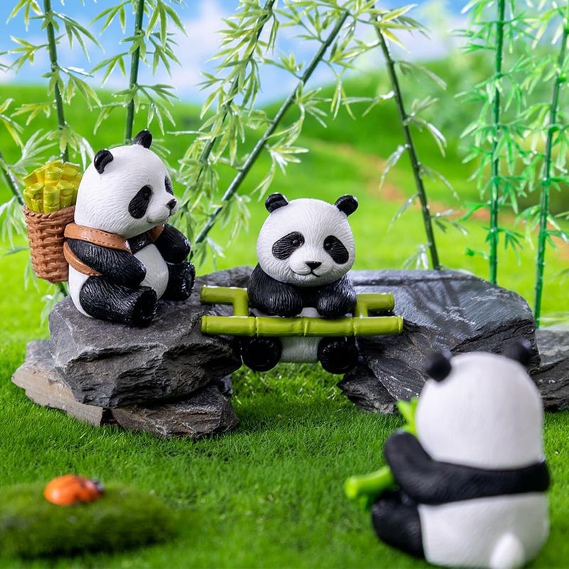 Cayway 8 PCS Mini Panda Set, Panda Bamboo Toys Miniature Panda Decor Fairy Garden Animals for Plant Pots Bonsai Craft, Micro Landscaping Decoration - Image 4
