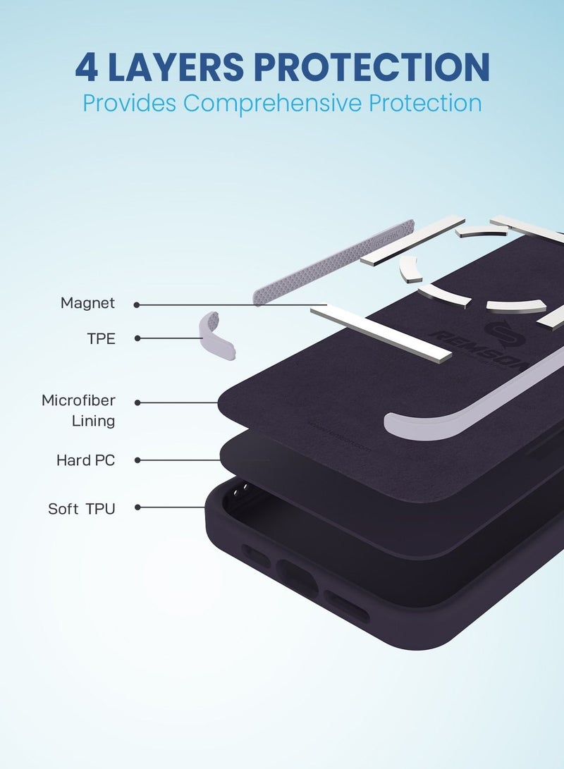 Remson Mag-X Magnetic Hybrid Protective Silicone Case  Protection For iPhone 14 Pro Max (Deep Purple) - Image 5