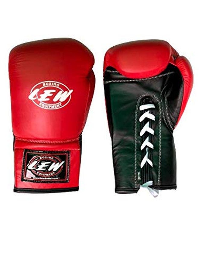 LEW Professional Genuine Leather Lace Up 8 OZ Fight/Training/Contest Boxing Gloves - Image 1