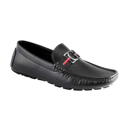 Guess Men's ASKERS Driving Style Loafer, Black Saffiano 004, 8 - Image 1