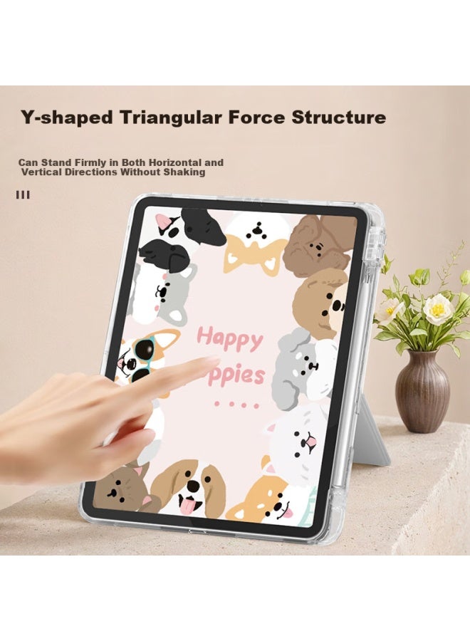 Shell Sister Keshijiejie Ipad Air 7/6/5 Case, 11-Inch Model, Compatible With M3/2 Chip, With Pencil Holder, Anti-Bend, Painted Cartoon Y-Shaped Tri-Fold Design - Image 2