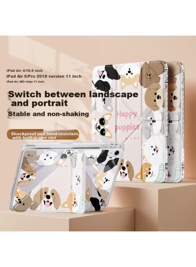 Shell Sister Keshijiejie Ipad Air 7/6/5 Case, 11-Inch Model, Compatible With M3/2 Chip, With Pencil Holder, Anti-Bend, Painted Cartoon Y-Shaped Tri-Fold Design - Image 1