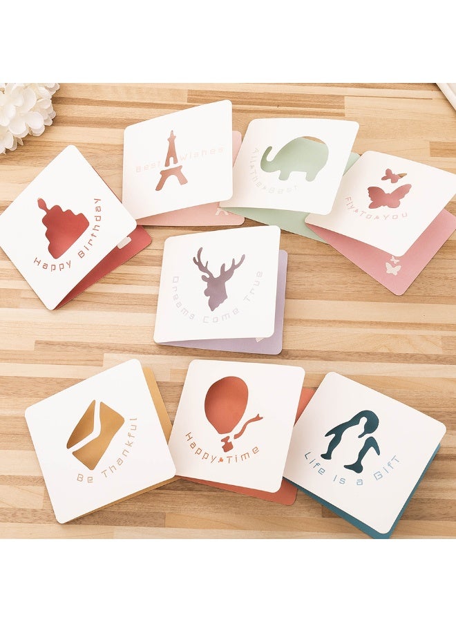 Generic 8 PCS Small Hollow Greeting Cards with Different Designs – Elegant Cut-Out Style – Blank Inside – Mini Cards for Gift Notes, Birthdays, Weddings & More  - Image 1