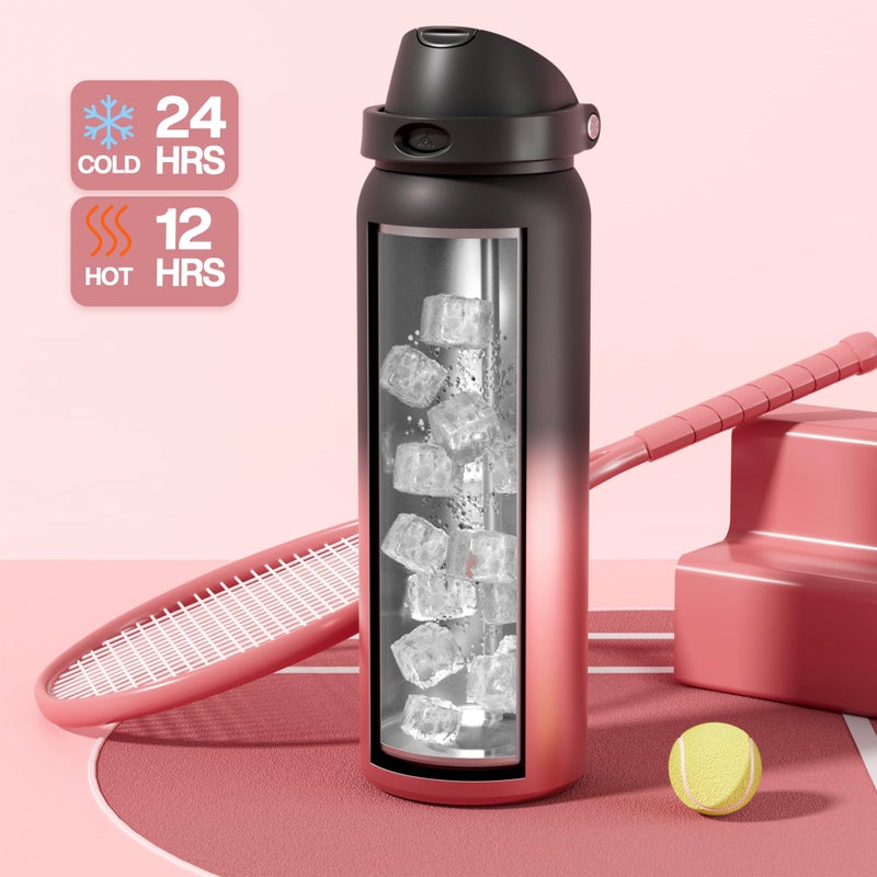 Powcan 40 Oz Stainless Steel Water Bottle: 2-In-1 Push-Button Spout & Quick-Flip Straw Lid  Leakproof  Keep Cold 24Hrs  Bpa-Free  Insulated Water Bottle For Sports  School  Travel  Gym  Gift (Queen) - Image 3