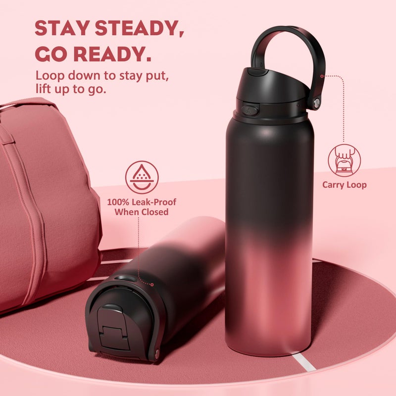 Powcan 40 Oz Stainless Steel Water Bottle: 2-In-1 Push-Button Spout & Quick-Flip Straw Lid  Leakproof  Keep Cold 24Hrs  Bpa-Free  Insulated Water Bottle For Sports  School  Travel  Gym  Gift (Queen) - Image 4