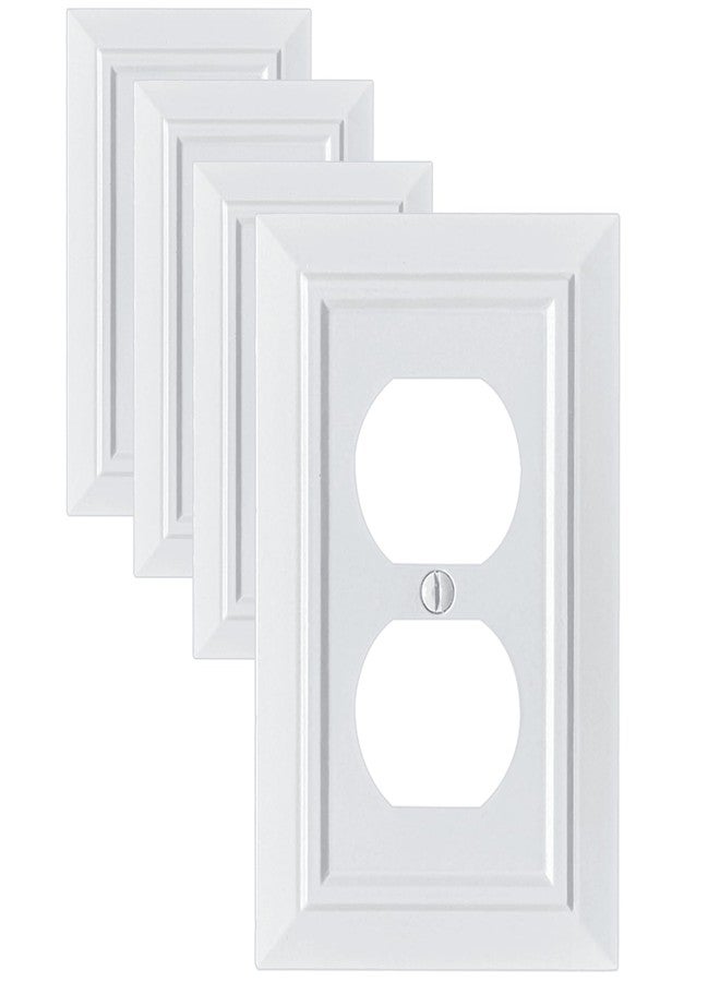 FunKiim Classic Architecture Wall Plates,Light Switch covers, Electrical Outlet Covers, Duplex receptacle wall plates,Mid Size Bamboo Fiber Material Switch plates Pure White (1 Gang Duplex 4PK) - Image 1