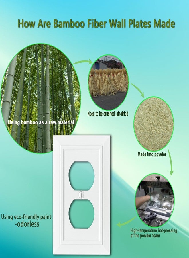 FunKiim Classic Architecture Wall Plates,Light Switch covers, Electrical Outlet Covers, Duplex receptacle wall plates,Mid Size Bamboo Fiber Material Switch plates Pure White (1 Gang Duplex 4PK) - Image 4