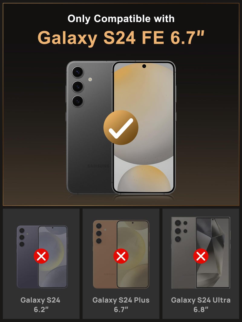 Vihibii for Samsung Galaxy S24 FE Back Cover Wallet with Card Holder (4 Cards) [RFID Blocking] & Slide Camera Cover, Military Grade Drop Protection, Hard Back & Raised Edge Phone Case 6.7" 2024, Black - Image 2