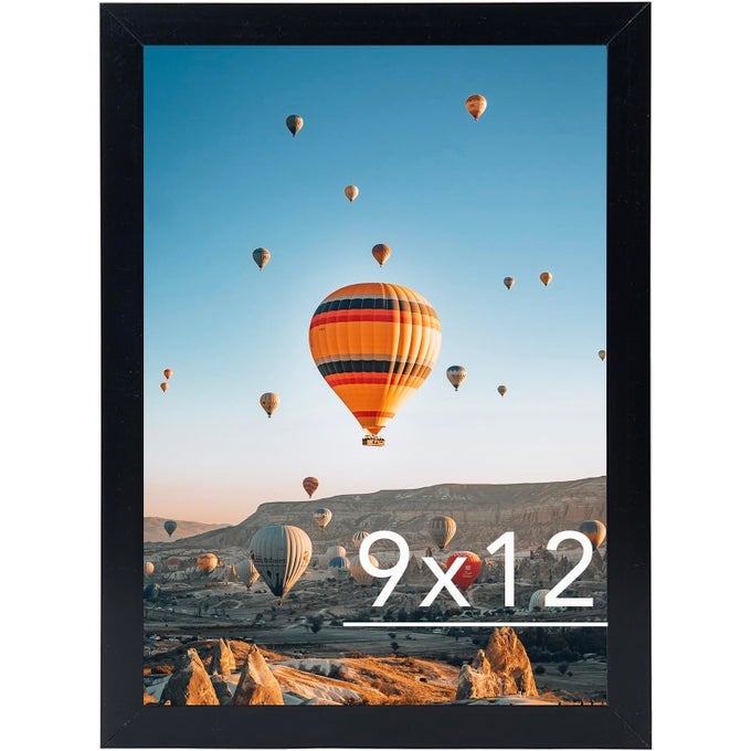 9X12 PICTURE FRAME BLACK FOR WALL HANGING WALL MOUNTING HORIZONTALLY OR VERTICALLY 9 X 12 WALL GALLERY POSTER PHOTO FRAME WITH SHATTER RESISTANT PLEXIGLASS BLACK