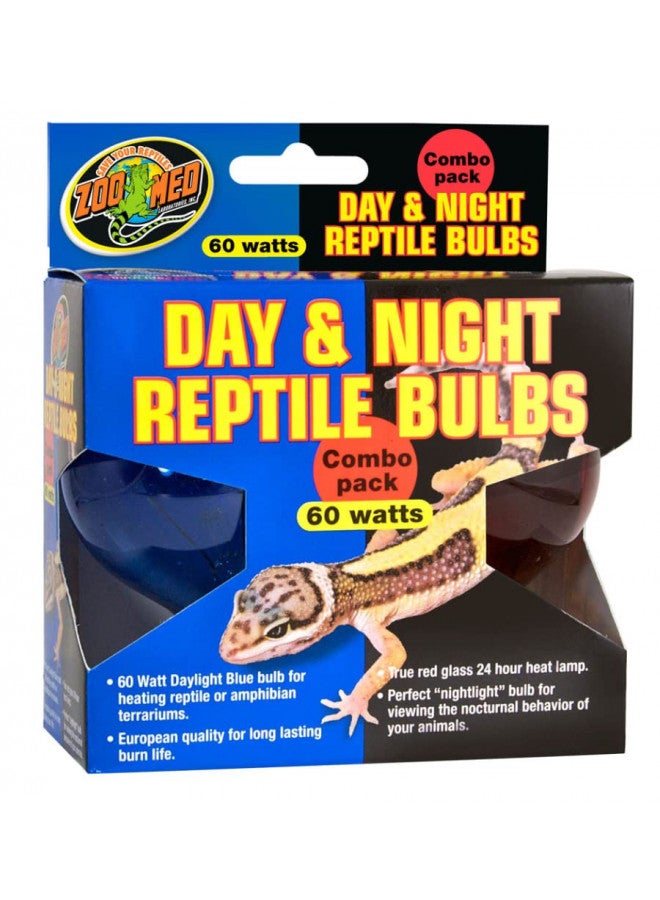 Zoo Med Day & Night Reptile Bulbs Combo Pack 60 Watts - Combo Pack - Pack of 2