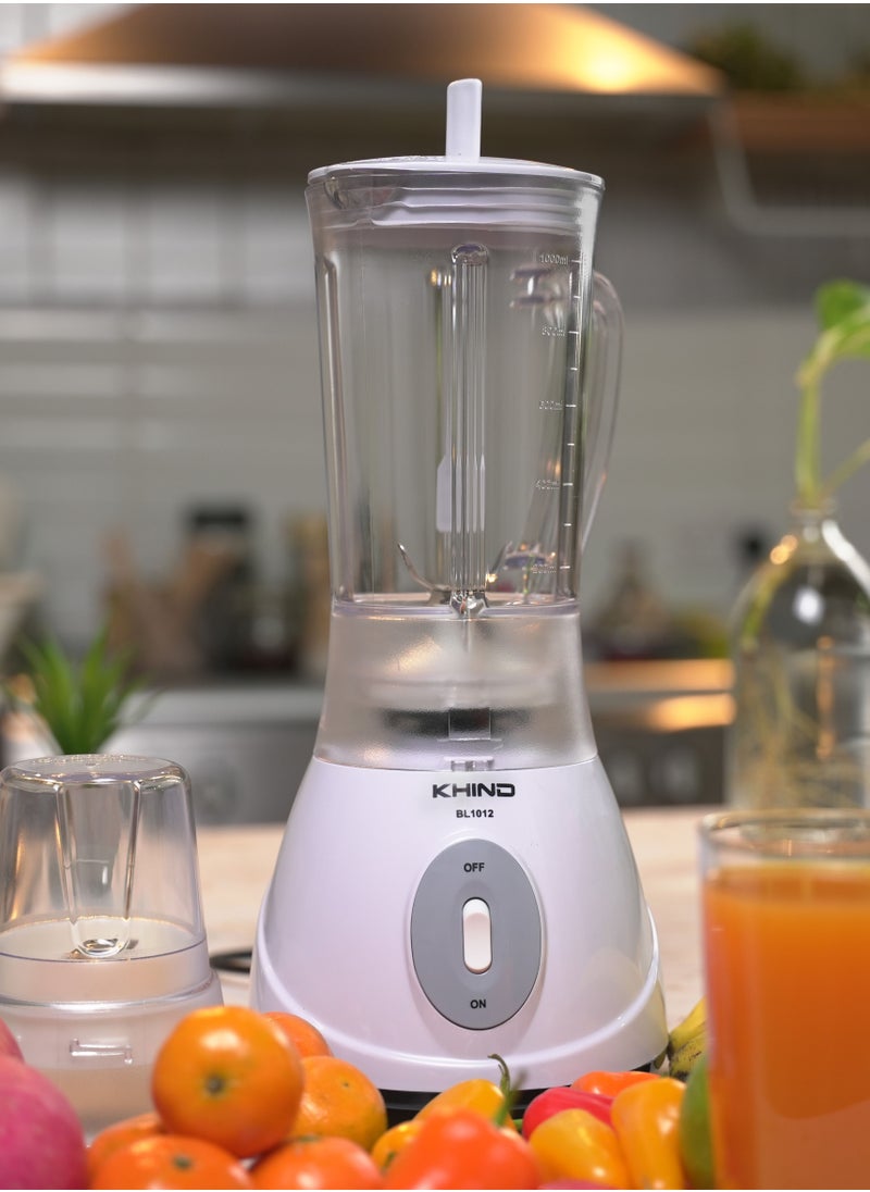 KHIND - KHIND Blender BL1012 1L Jar with 2 Speed and 1 Miller for Grinding White - Image 1