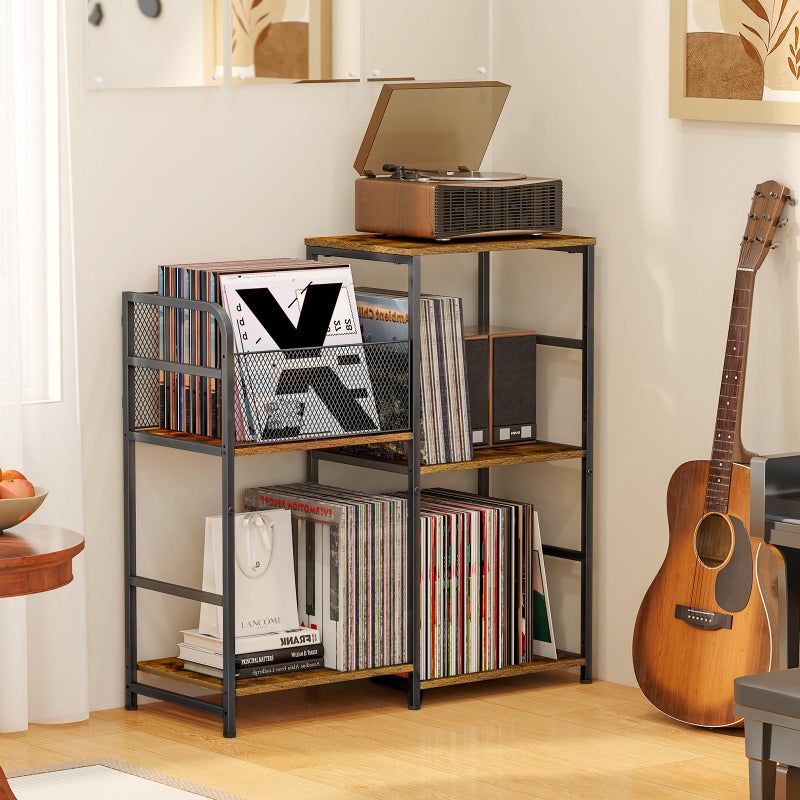 ThreeHio Record Player Stand, Turntable Stand with Vinyl Storage Holds up to 300+ Albums, Storage Cabinet for Vinyl Records, Record Player Table for Living Room - Image 4