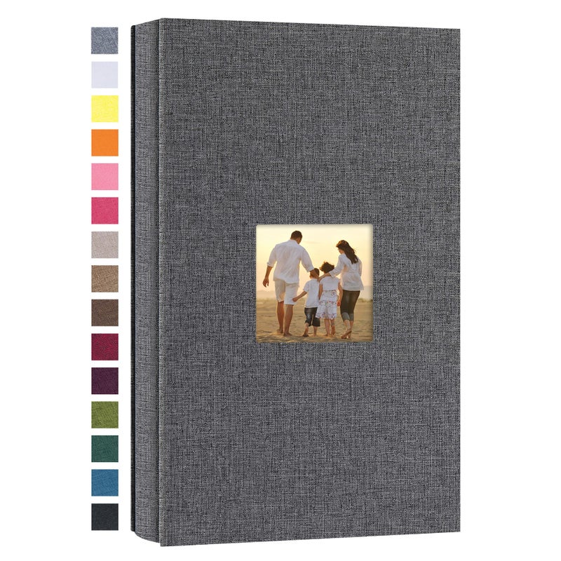 potricher Small Photo Album 4x6 300 Photos Linen Cover Picture Photo Book for Family Wedding Anniversary Baby Vacation Gray300 Pockets