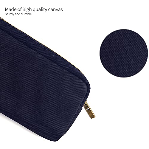 DOBMIT Pencil Pen Case, Canvas Pencil Pouch Big Capacity Pen Bag with Zipper Durable Stationary Storage Bag for Adult Students Officers-Blue - Image 3