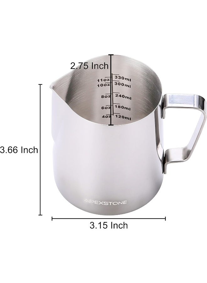 Apexstone Apexstone Espresso Steaming Pitcher 12 oz, Espresso Milk Frothing Pitcher 12 oz, Coffee Milk Frothing Cup, Coffee Steaming Pitcher 12 oz/350 ml  - Image 2