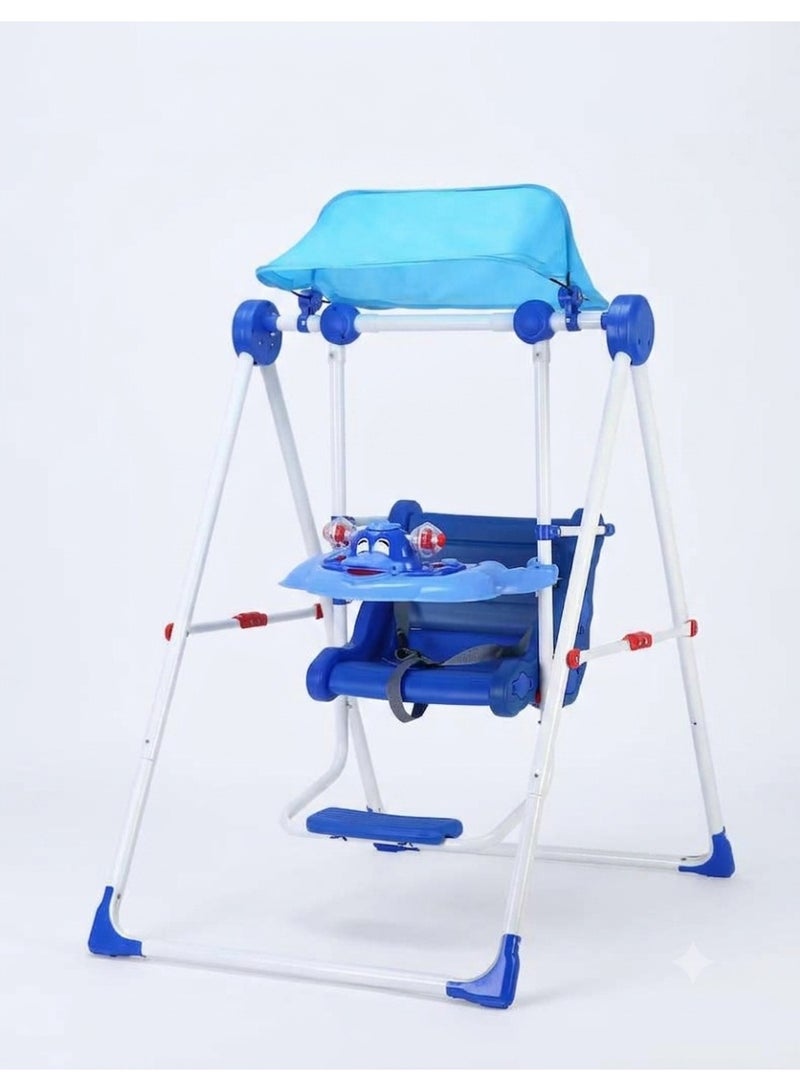 Foldable Baby Swing with Detachable Interactive Toy Tray, Adjustable Footrest, and Safety Harness - Image 1
