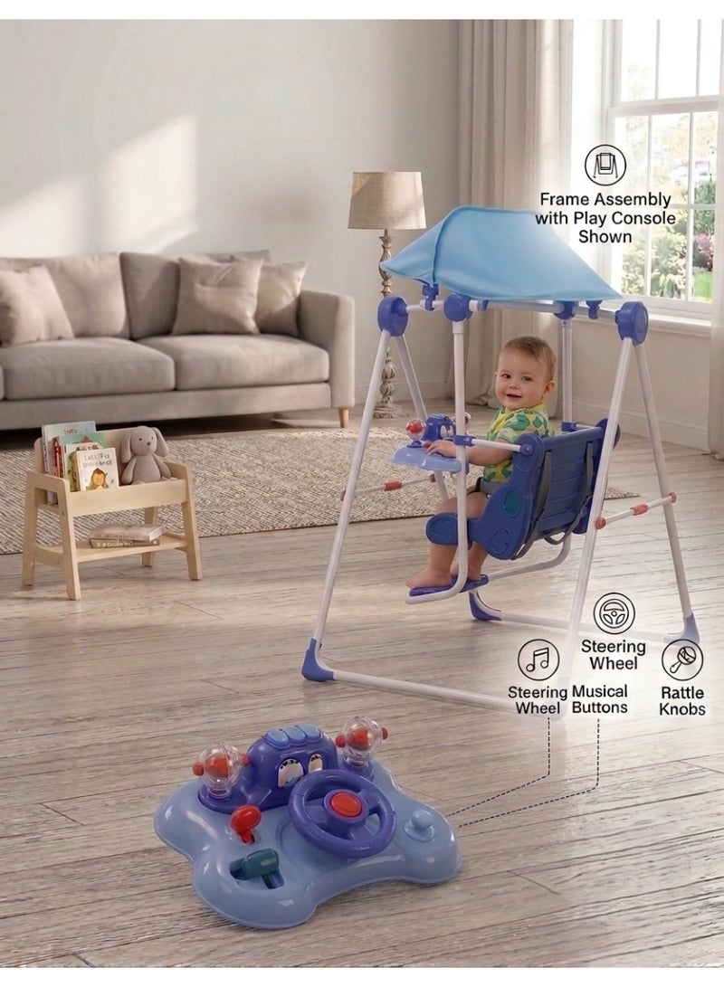 Foldable Baby Swing with Detachable Interactive Toy Tray, Adjustable Footrest, and Safety Harness - Image 4