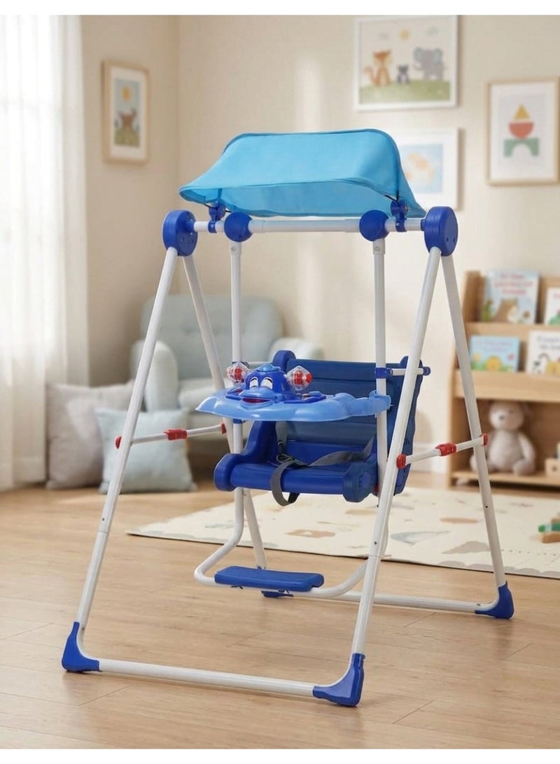 Foldable Baby Swing with Detachable Interactive Toy Tray, Adjustable Footrest, and Safety Harness - Image 5