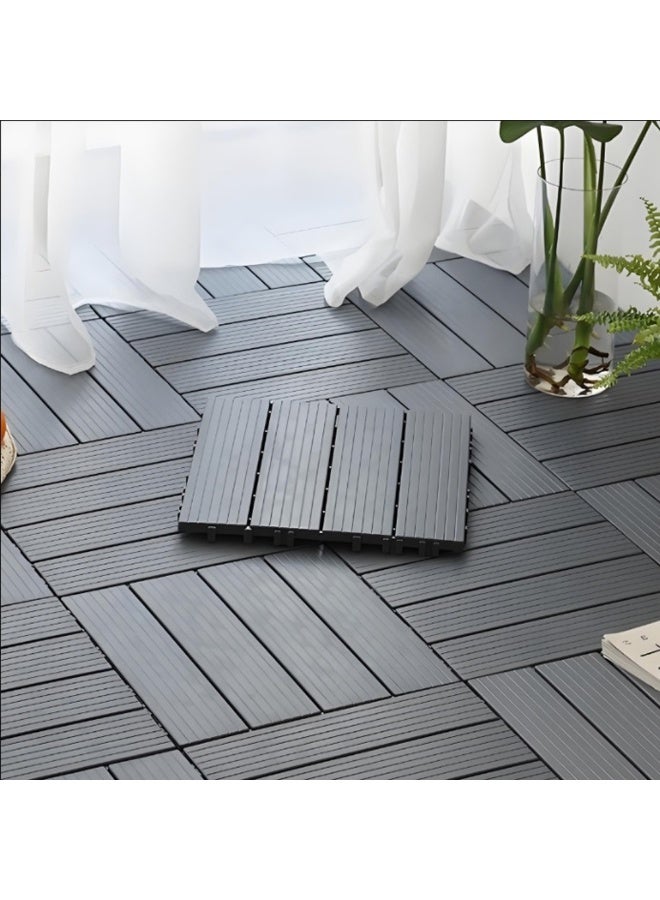 طعم المنزل بلاط أرضيات خارجي بلاستيكي متشابك - عبوة من 9 قطع، أرضيات فناء وشرفة، أرضيات معيارية مقاومة للعوامل الجوية للحدائق والشرفات والمساحات الخارجية، تركيب سهل بنظام النقر والقفل، 30×30×2 سم - Image 4