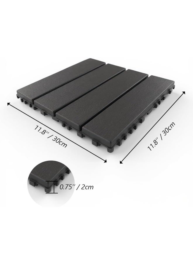 طعم المنزل بلاط أرضيات خارجي بلاستيكي متشابك - عبوة من 9 قطع، أرضيات فناء وشرفة، أرضيات معيارية مقاومة للعوامل الجوية للحدائق والشرفات والمساحات الخارجية، تركيب سهل بنظام النقر والقفل، 30×30×2 سم - Image 2