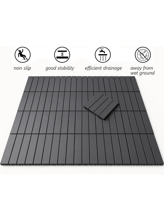 طعم المنزل بلاط أرضيات خارجي بلاستيكي متشابك - عبوة من 9 قطع، أرضيات فناء وشرفة، أرضيات معيارية مقاومة للعوامل الجوية للحدائق والشرفات والمساحات الخارجية، تركيب سهل بنظام النقر والقفل، 30×30×2 سم - Image 3