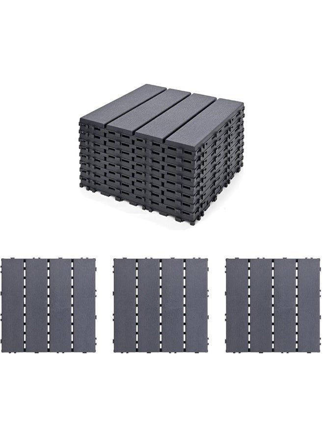 طعم المنزل بلاط أرضيات خارجي بلاستيكي متشابك - عبوة من 9 قطع، أرضيات فناء وشرفة، أرضيات معيارية مقاومة للعوامل الجوية للحدائق والشرفات والمساحات الخارجية، تركيب سهل بنظام النقر والقفل، 30×30×2 سم - Image 1